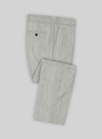 Naples Wide Herringbone Light Gray Tweed Pants - StudioSuits