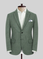 Naples Wide Herringbone Sage Green Tweed Jacket - StudioSuits
