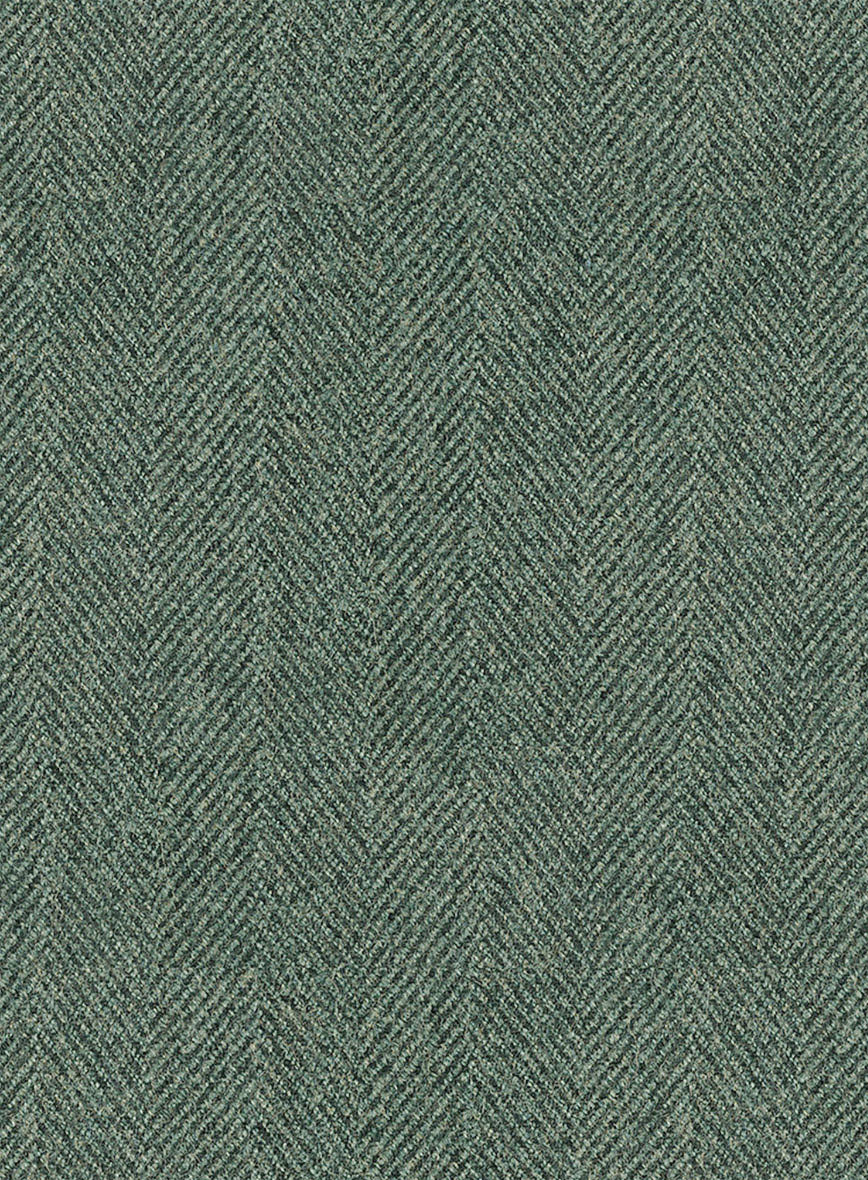 Naples Wide Herringbone Sage Green Tweed Pea Coat - StudioSuits