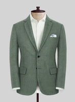 Naples Wide Herringbone Sage Green Tweed Suit - StudioSuits