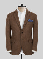 Naples Wide Herringbone Tan Tweed Jacket - StudioSuits