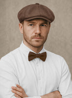 Naples Wide Herringbone Tan Tweed Newsboy Cap - StudioSuits
