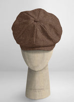 Naples Wide Herringbone Tan Tweed Newsboy Cap - StudioSuits