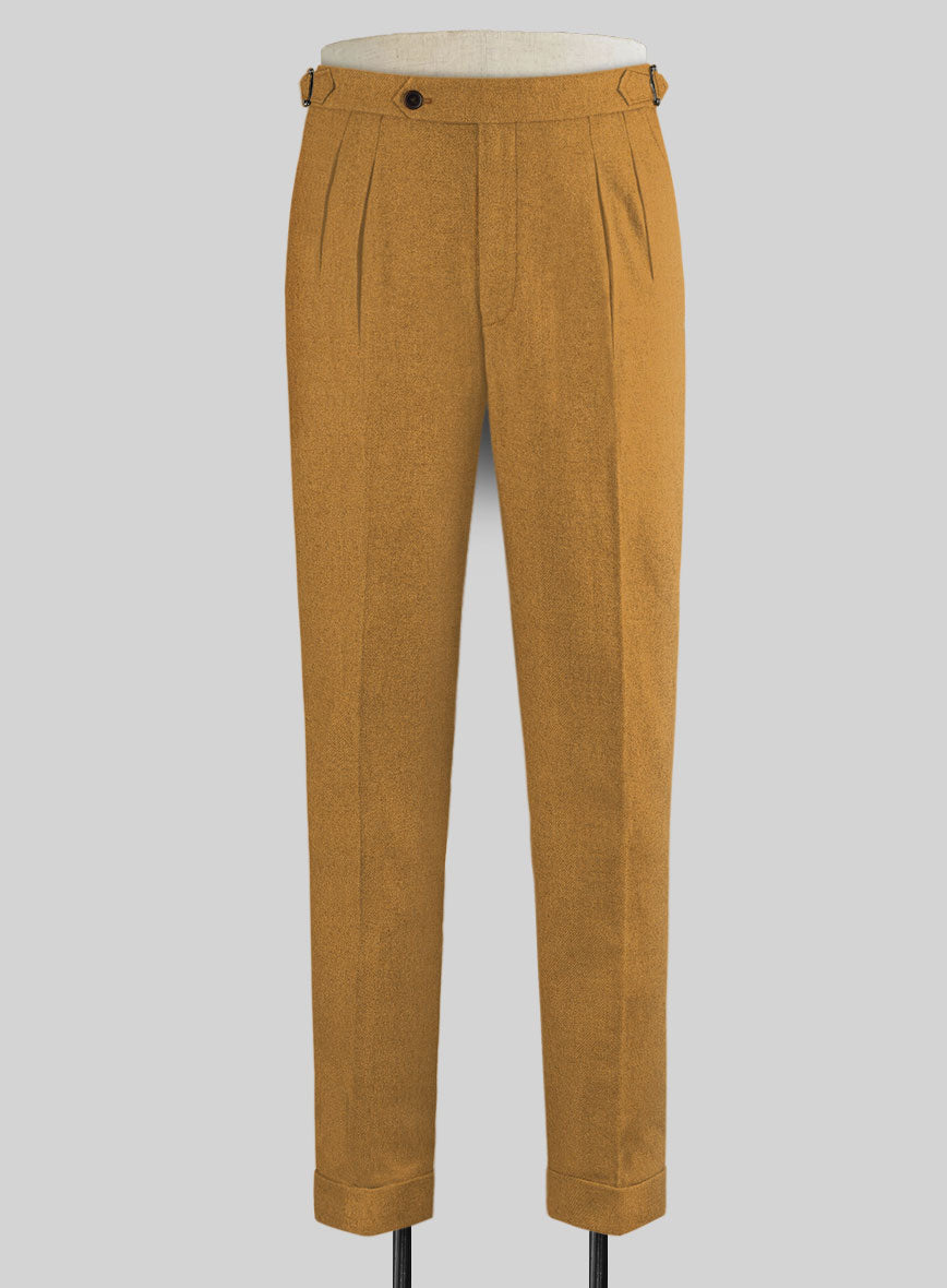 Naples Yellow Highland Tweed Trousers - StudioSuits
