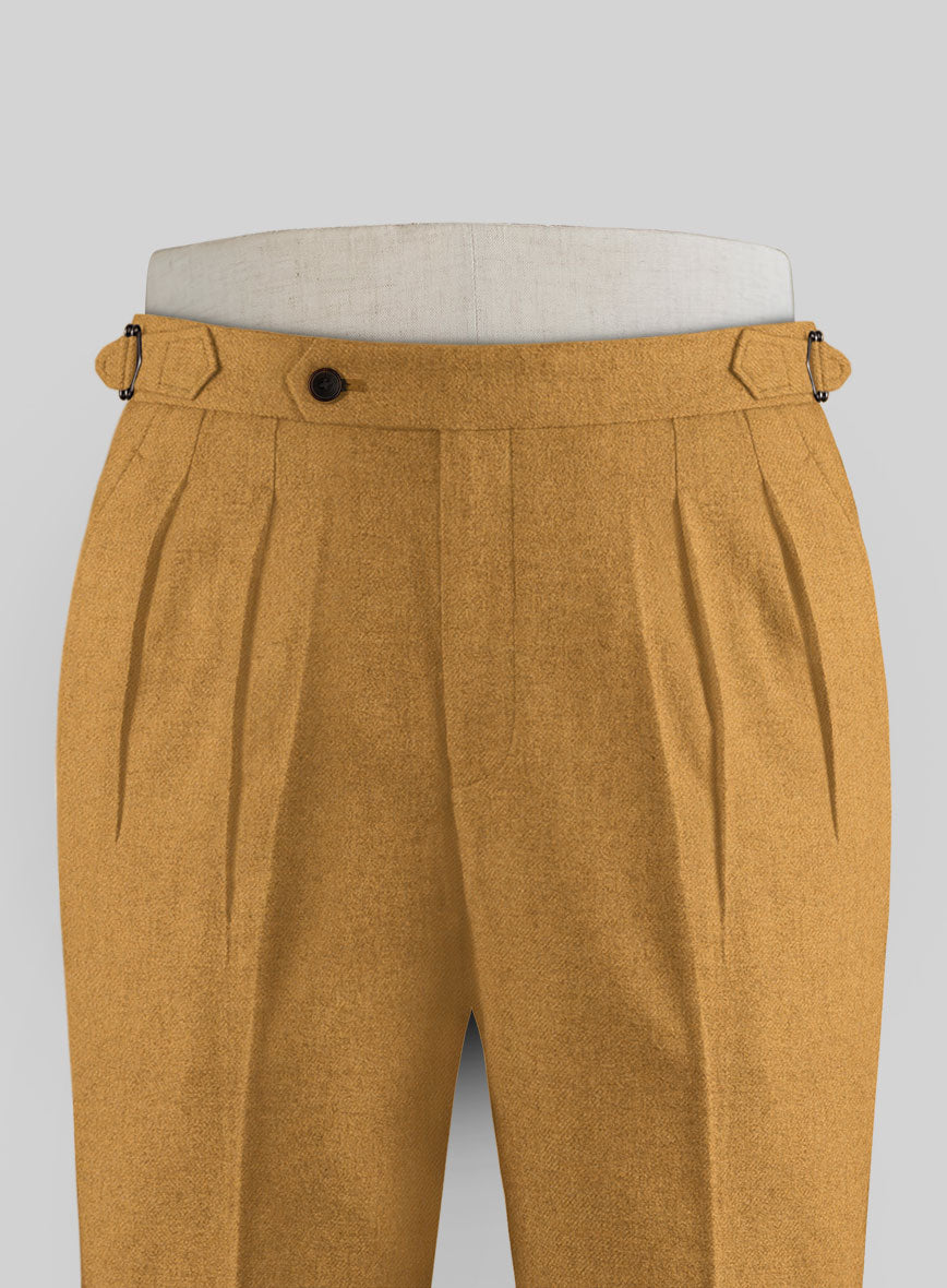 Naples Yellow Highland Tweed Trousers - StudioSuits