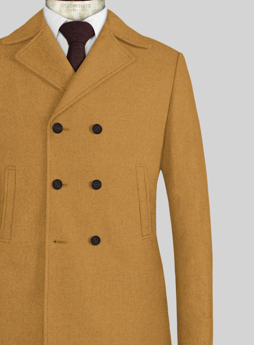 Naples Yellow Tweed Pea Coat - StudioSuits