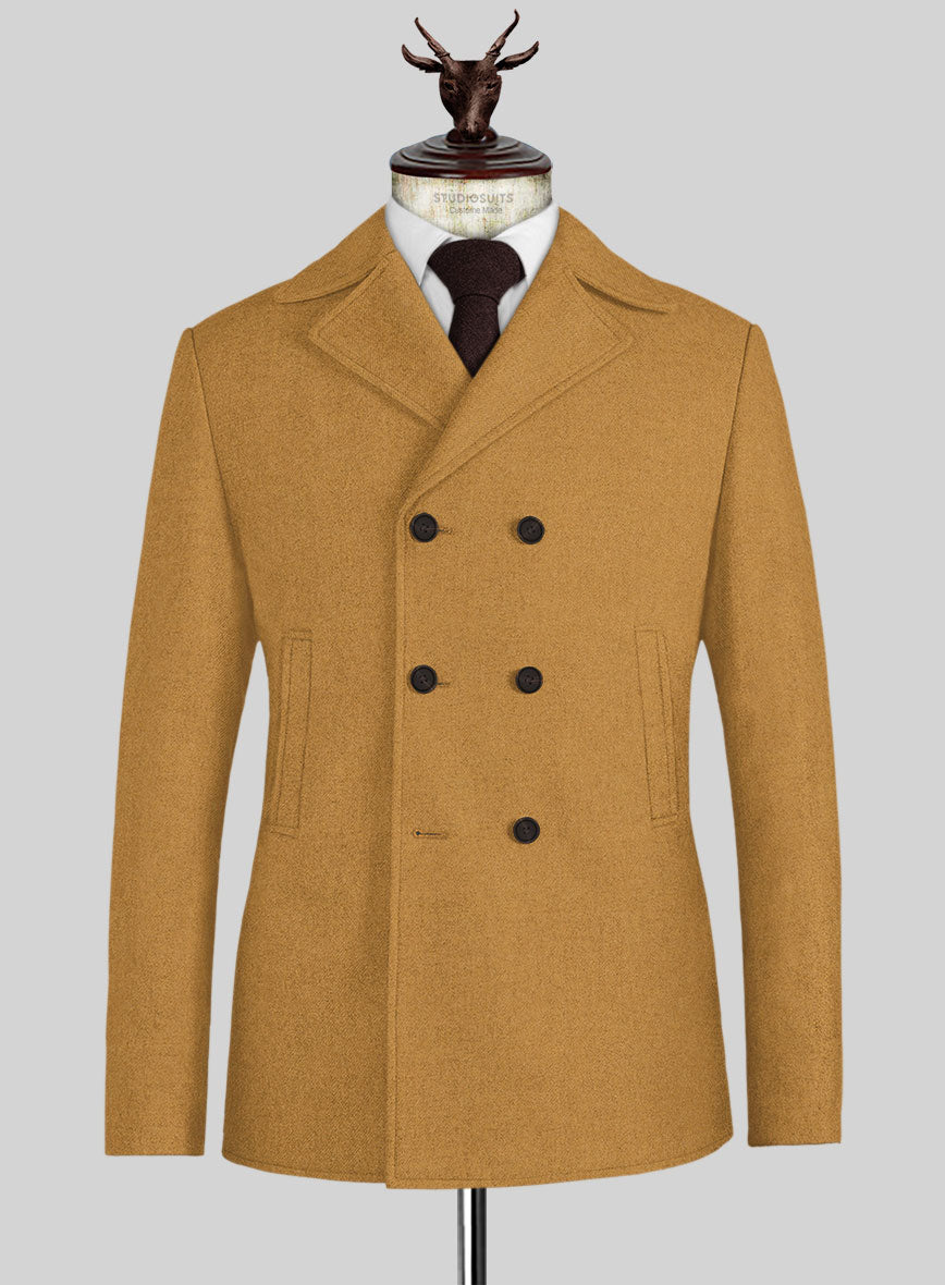 Naples Yellow Tweed Pea Coat - StudioSuits