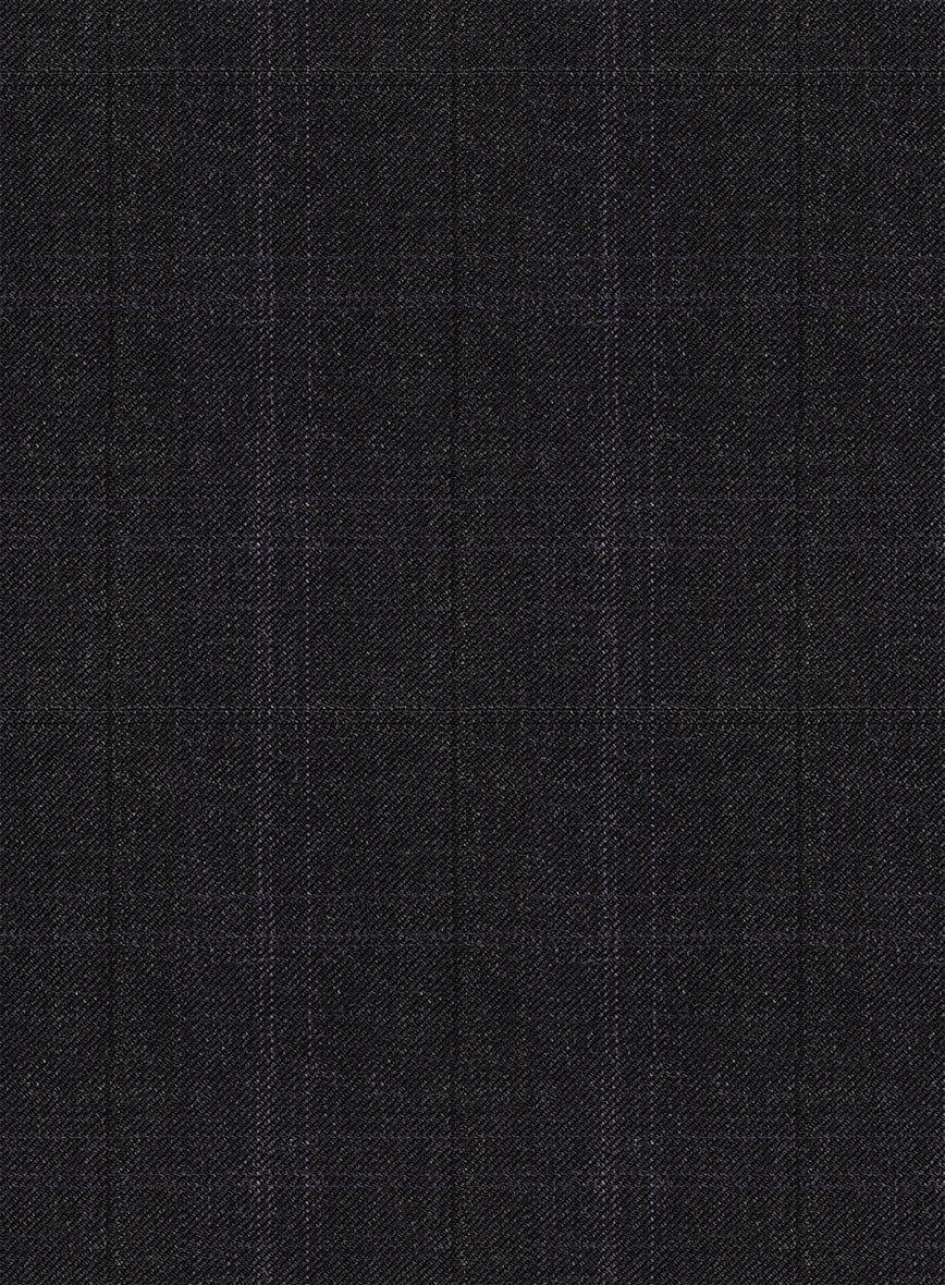 Napolean Artici Windowpane Charcoal Wool Jacket - StudioSuits