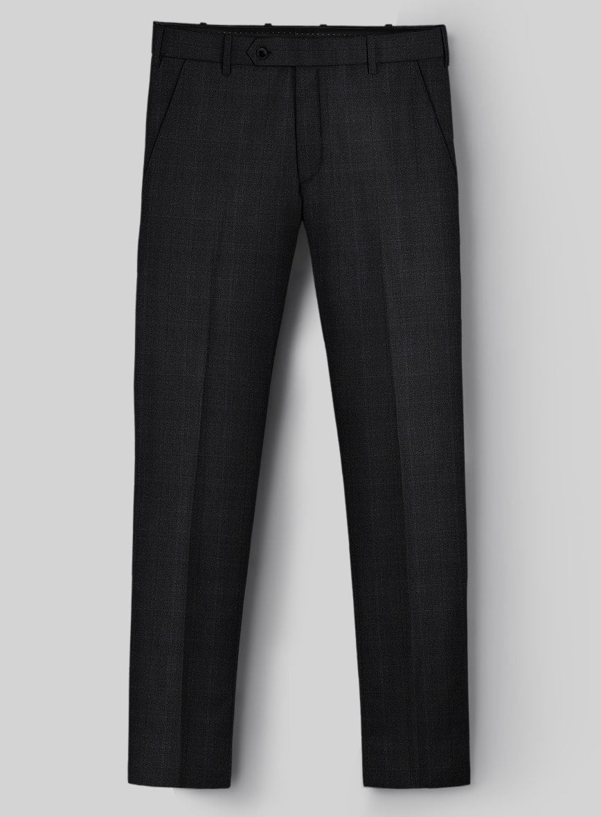 Napolean Artici Windowpane Charcoal Wool Pants - StudioSuits