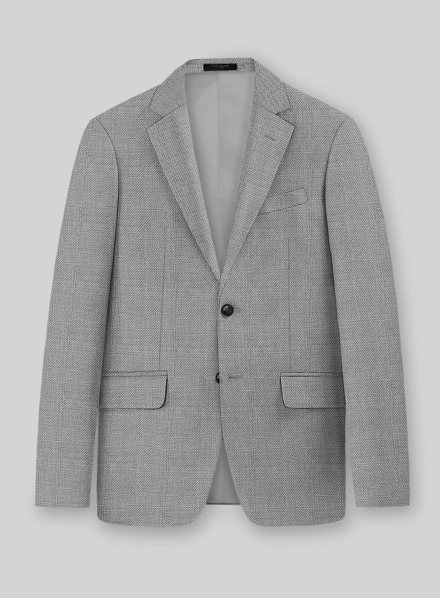 Napolean Arvett Basket Weave Gray Wool Jacket - StudioSuits