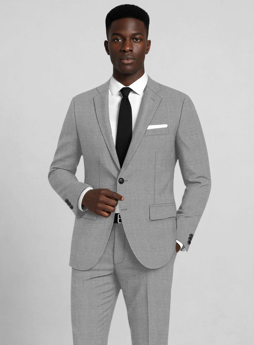 Napolean Arvett Basket Weave Gray Wool Jacket - StudioSuits
