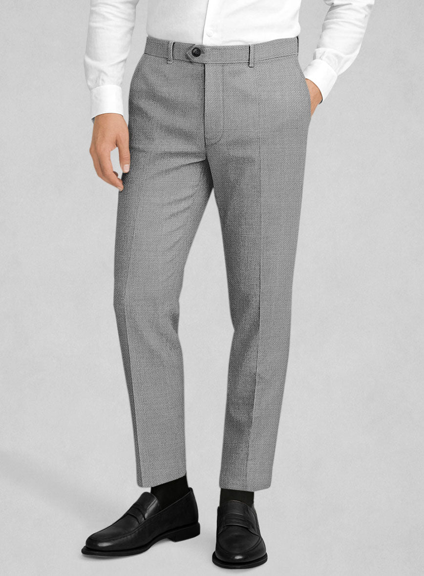 Napolean Arvett Basket Weave Gray Wool Pants - StudioSuits