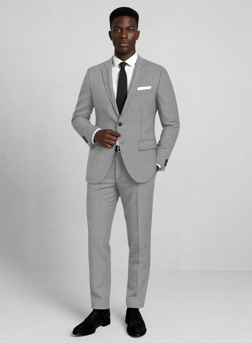 Napolean Arvett Basket Weave Gray Wool Suit - StudioSuits