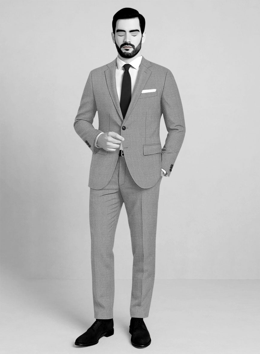 Napolean Arvett Basket Weave Gray Wool Suit - StudioSuits