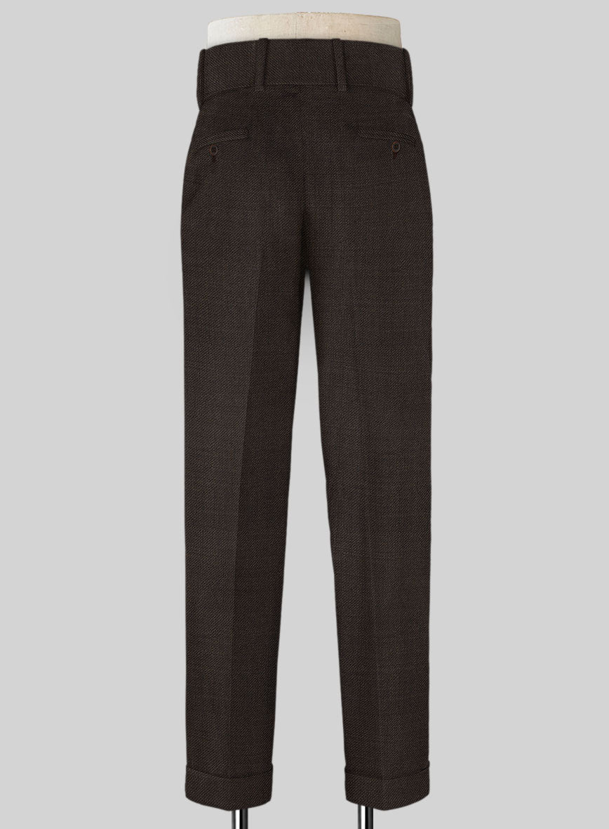 Napolean Dark Brown Double Gurkha Wool Trousers - StudioSuits