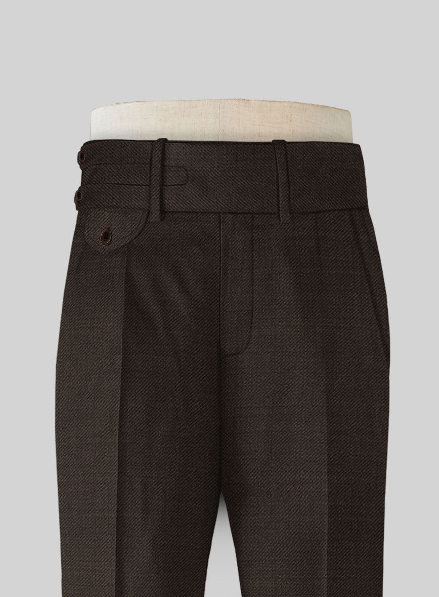 Napolean Dark Brown Double Gurkha Wool Trousers - StudioSuits