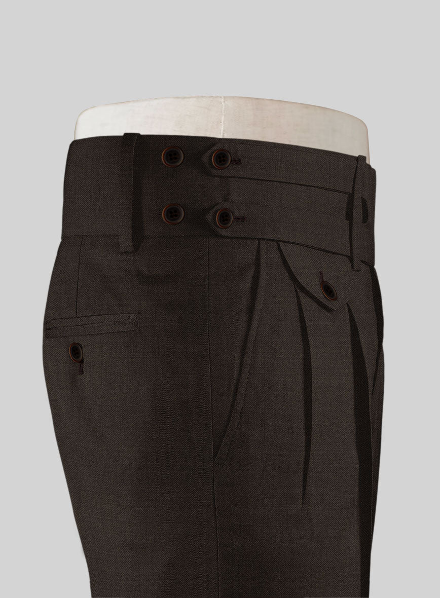 Napolean Dark Brown Double Gurkha Wool Trousers - StudioSuits