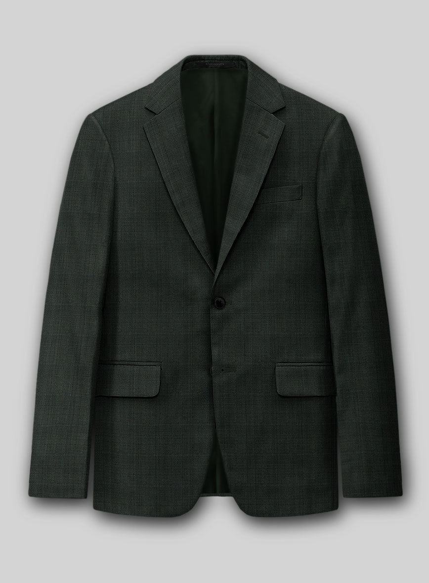 Napolean Esso Tartan Olive Wool Jacket - StudioSuits