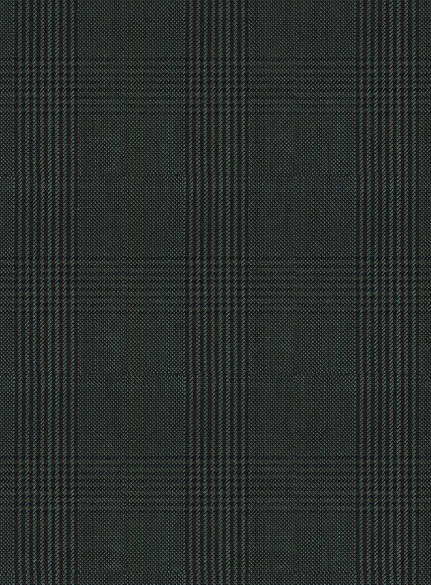 Napolean Esso Tartan Olive Wool Pants - StudioSuits