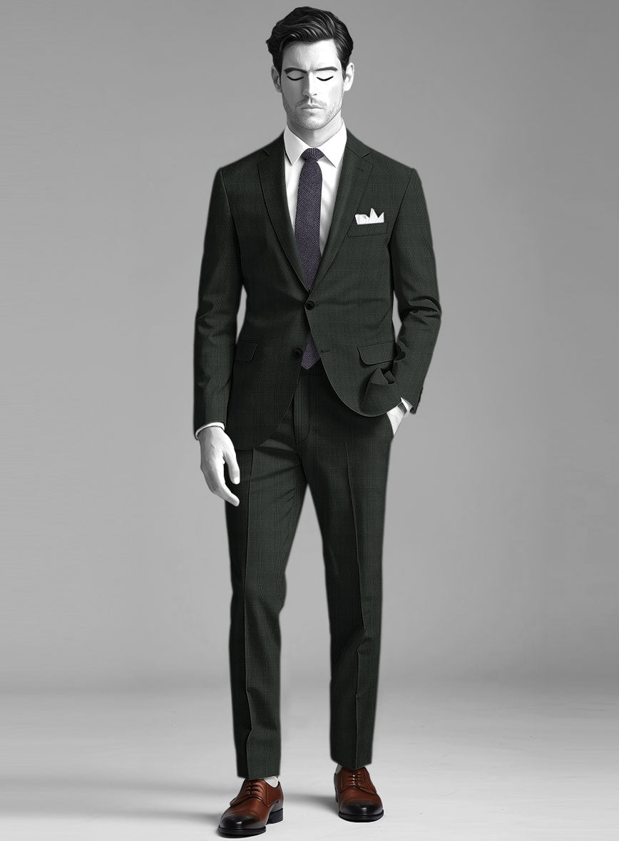 Napolean Esso Tartan Olive Wool Suit - StudioSuits