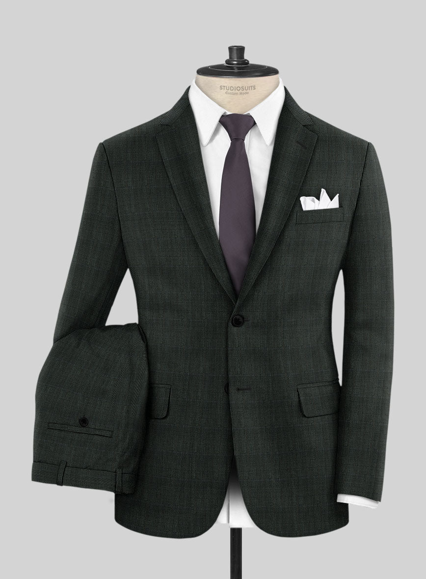 Napolean Esso Tartan Olive Wool Suit - StudioSuits
