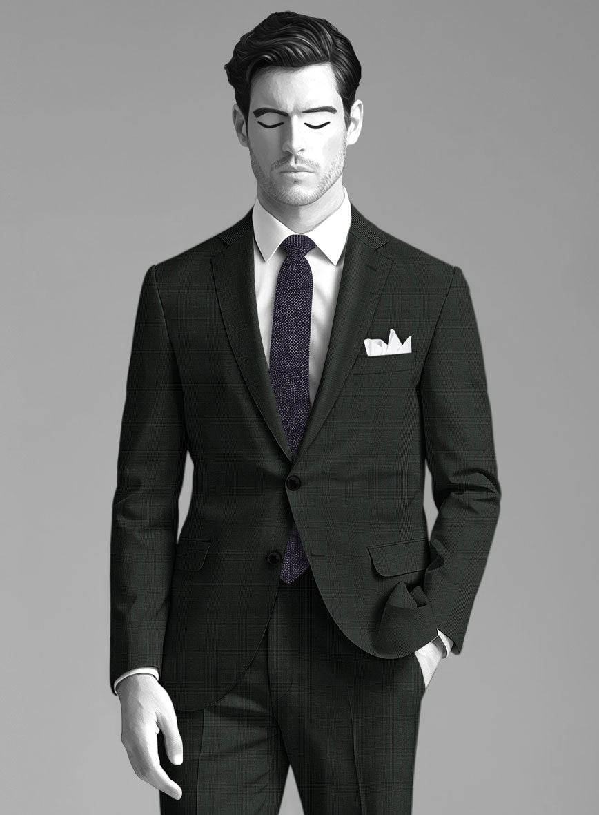 Napolean Esso Tartan Olive Wool Suit - StudioSuits