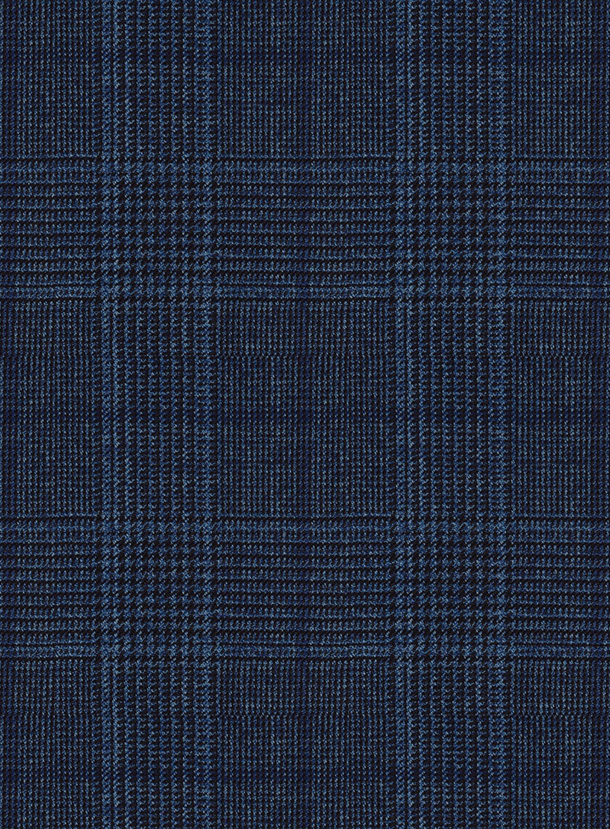 Napolean Porter Prince Of Wales Blue Wool Pants - StudioSuits
