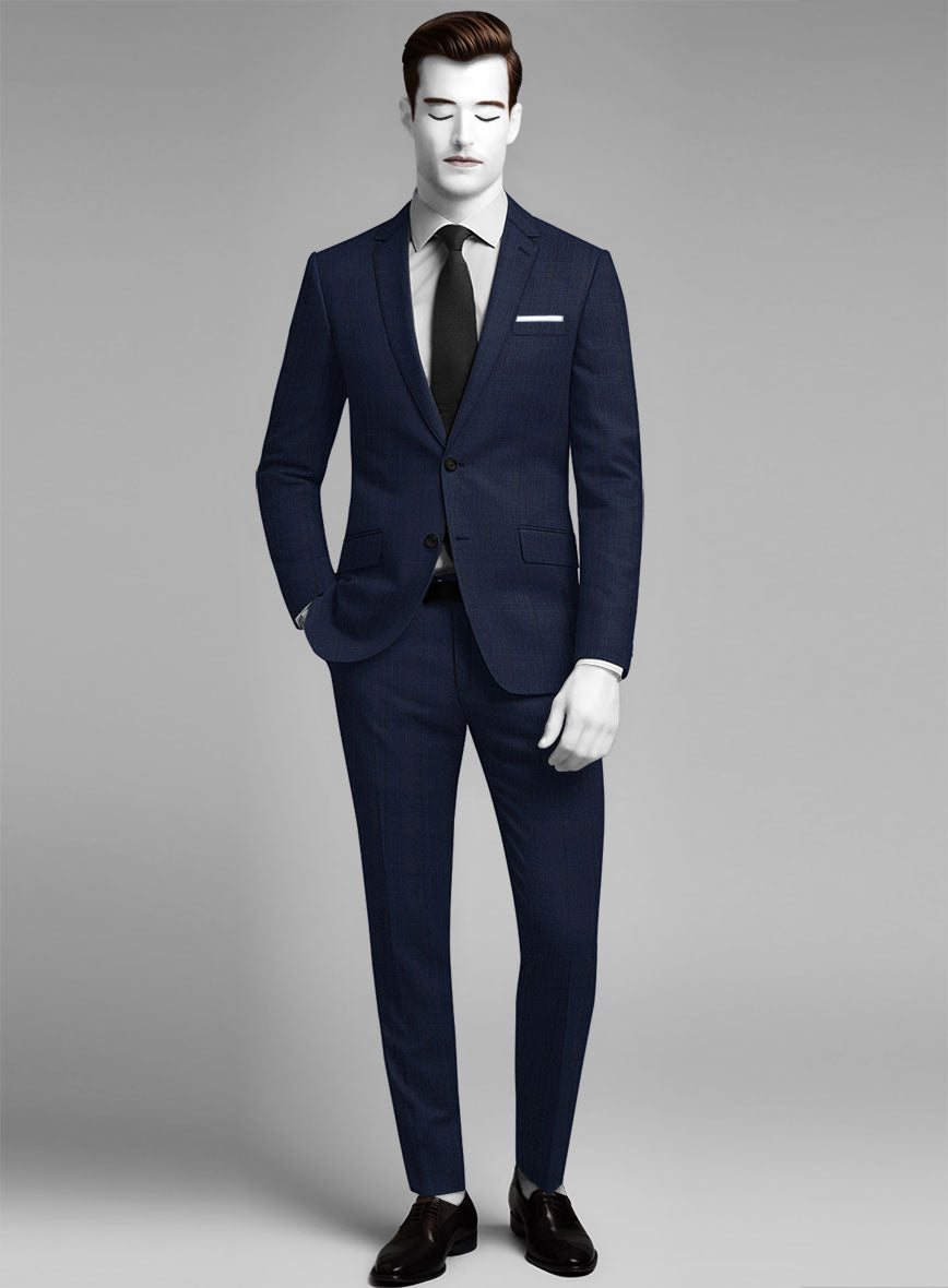 Napolean Xina Tartan Blue Wool Suit - StudioSuits