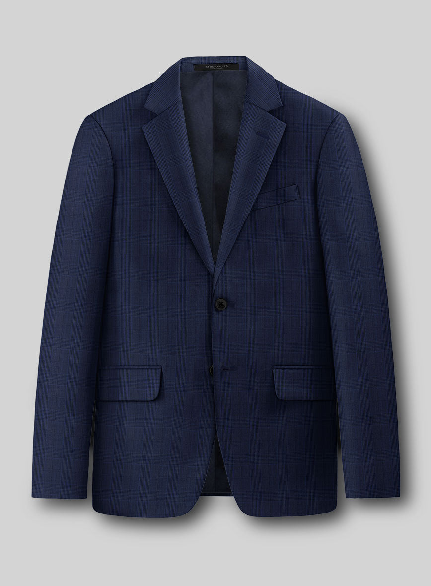Napolean Xina Tartan Blue Wool Suit - StudioSuits