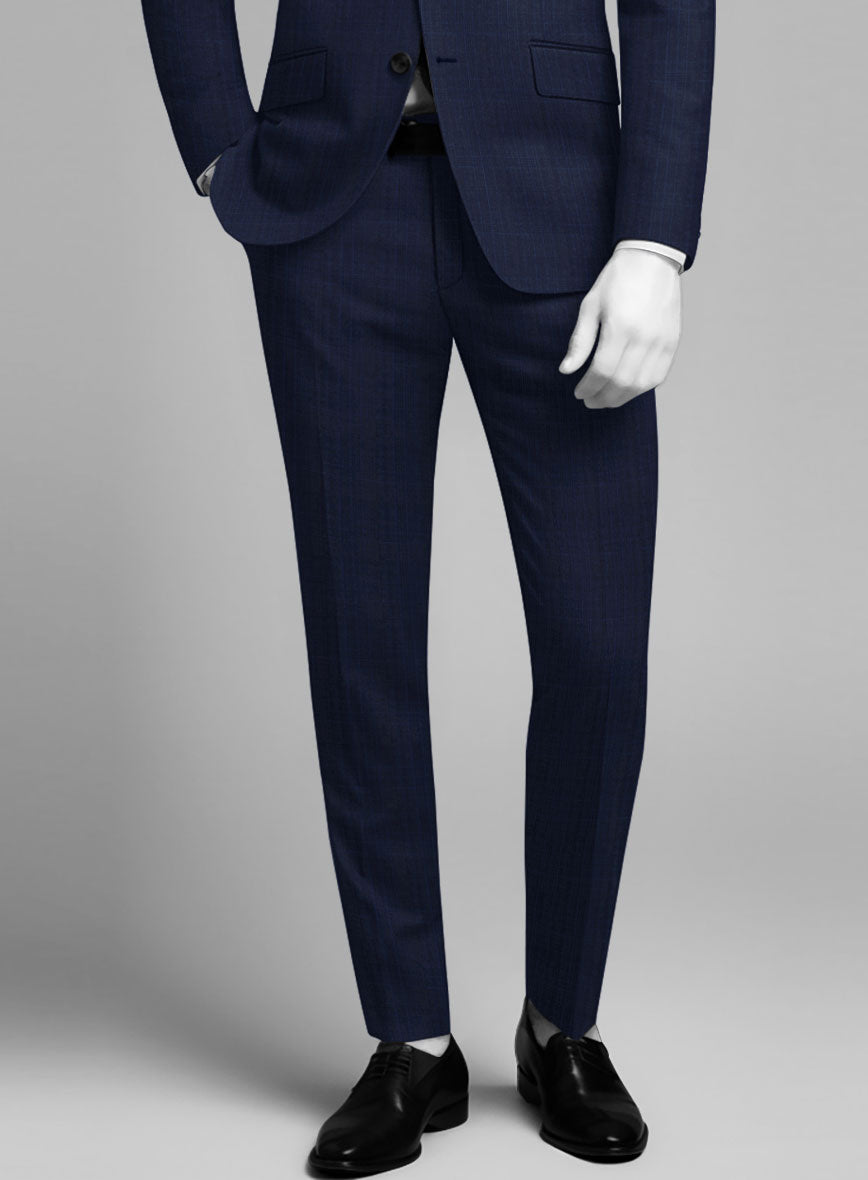 Napolean Xina Tartan Blue Wool Suit - StudioSuits