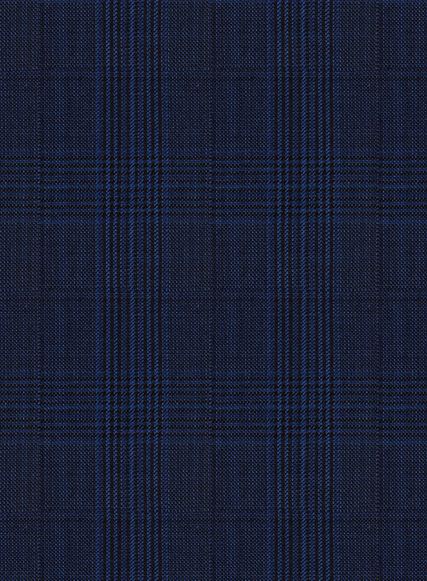 Napolean Xina Tartan Blue Wool Suit - StudioSuits