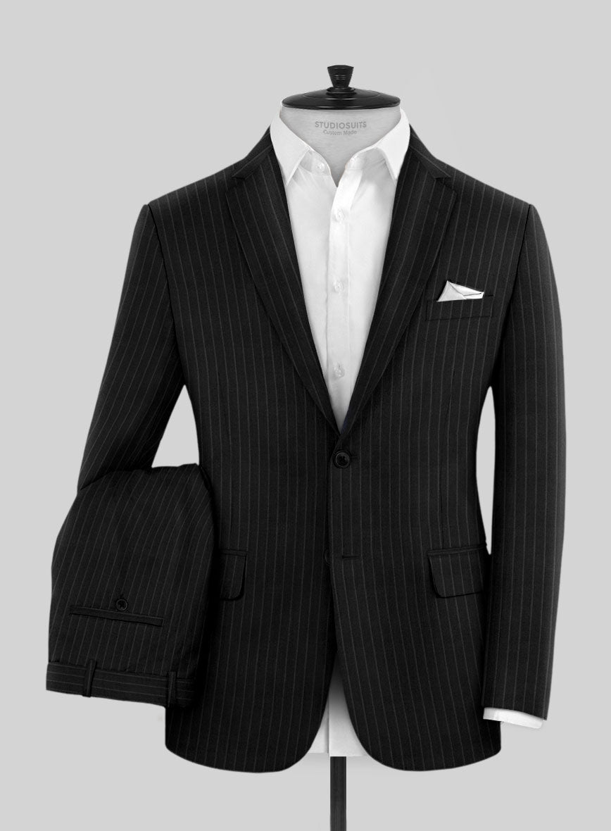 Napolean Windsor Black Stripe Wool Suit - StudioSuits