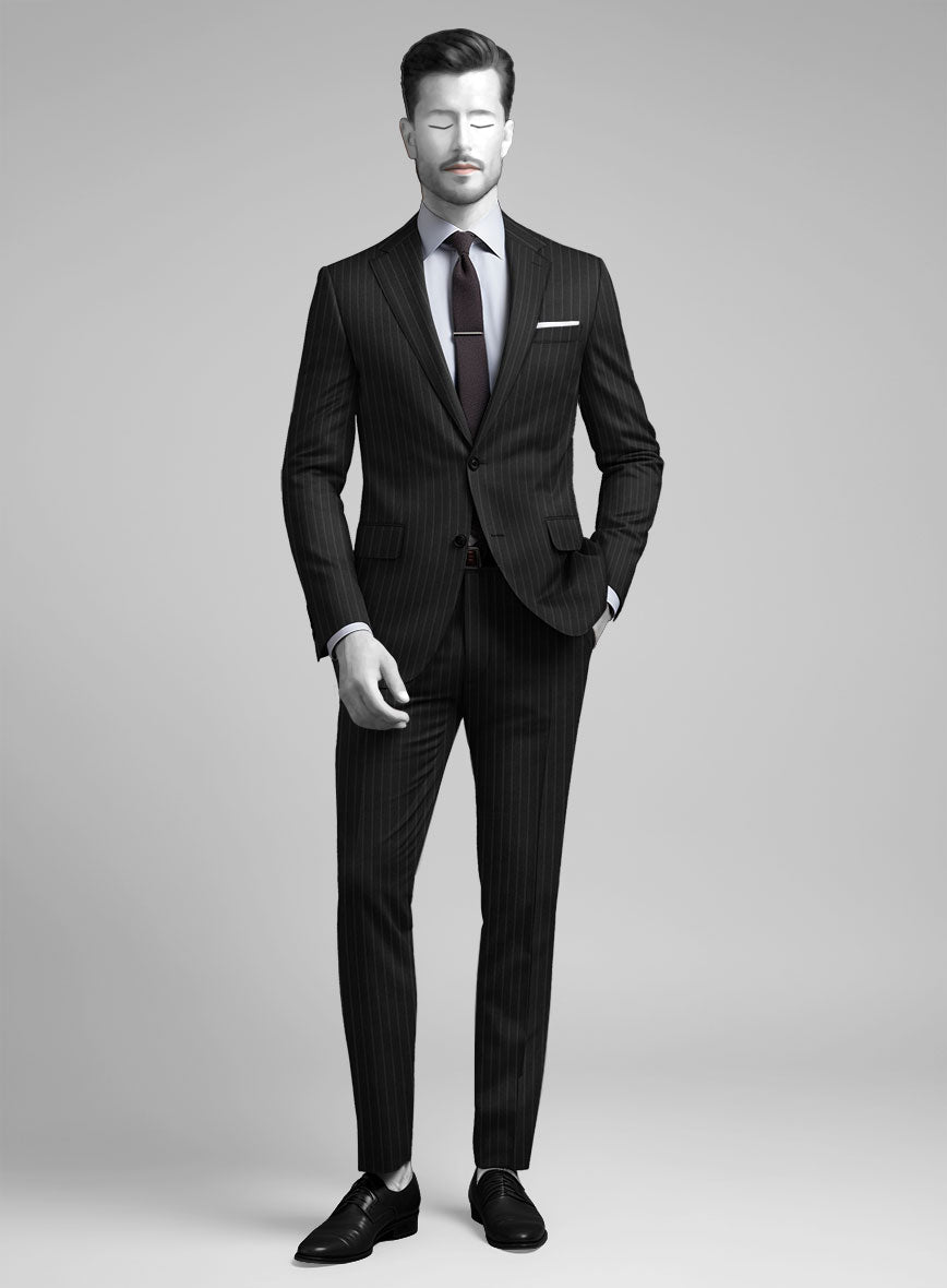 Napolean Windsor Black Stripe Wool Suit - StudioSuits