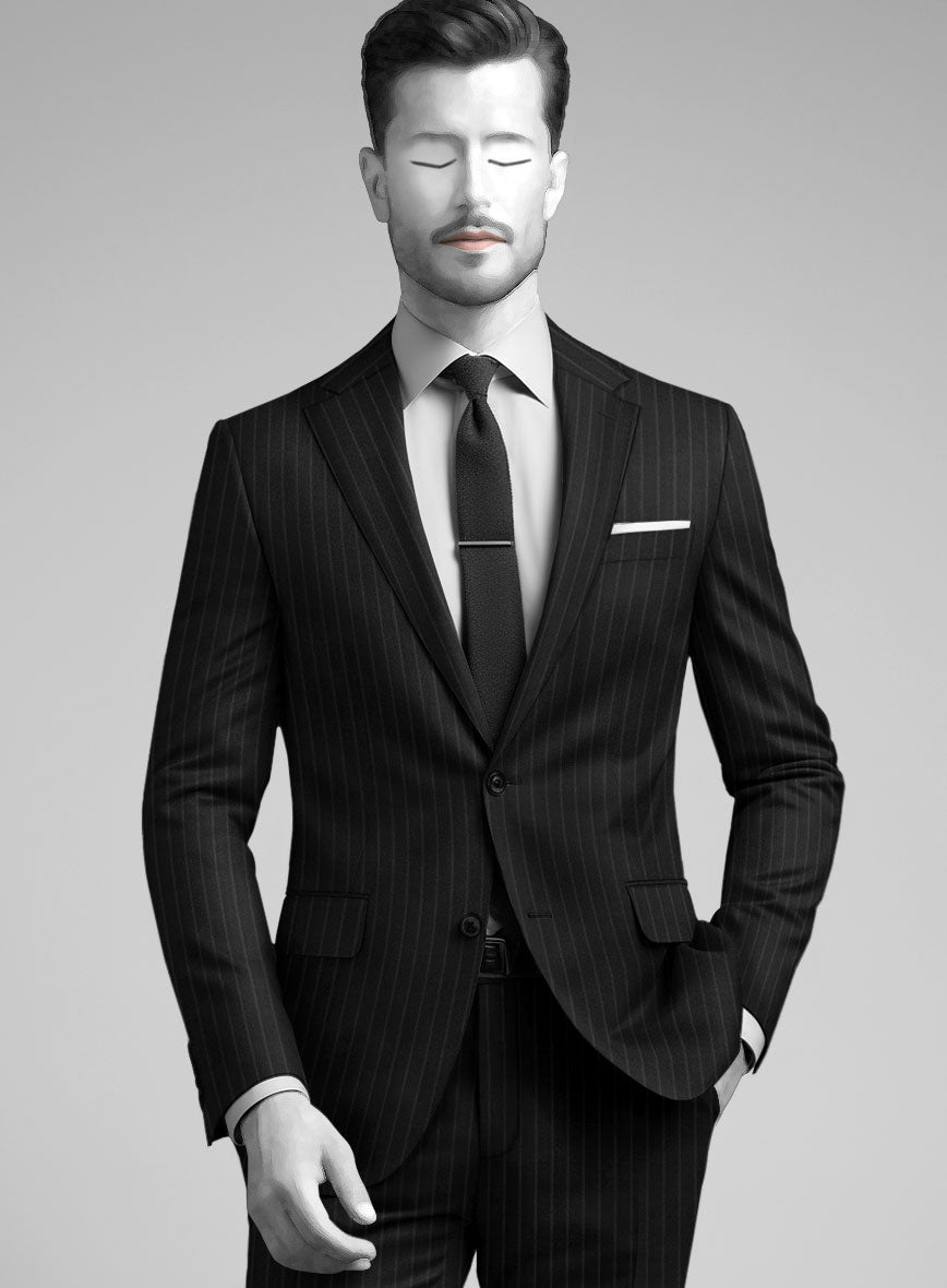 Napolean Windsor Black Stripe Wool Suit - StudioSuits