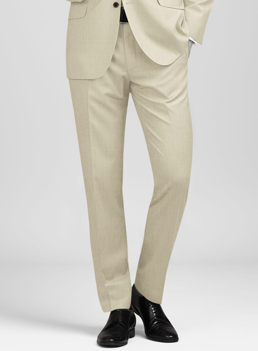 Napolean Light Beige Wool Tuxedo Suit - StudioSuits