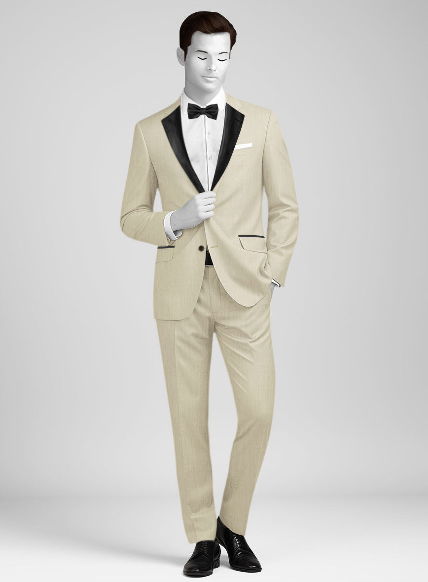 Napolean Light Beige Wool Tuxedo Suit - StudioSuits