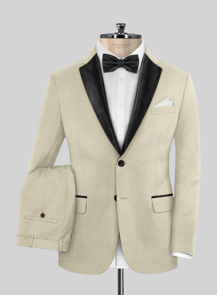 Napolean Light Beige Wool Tuxedo Suit - StudioSuits