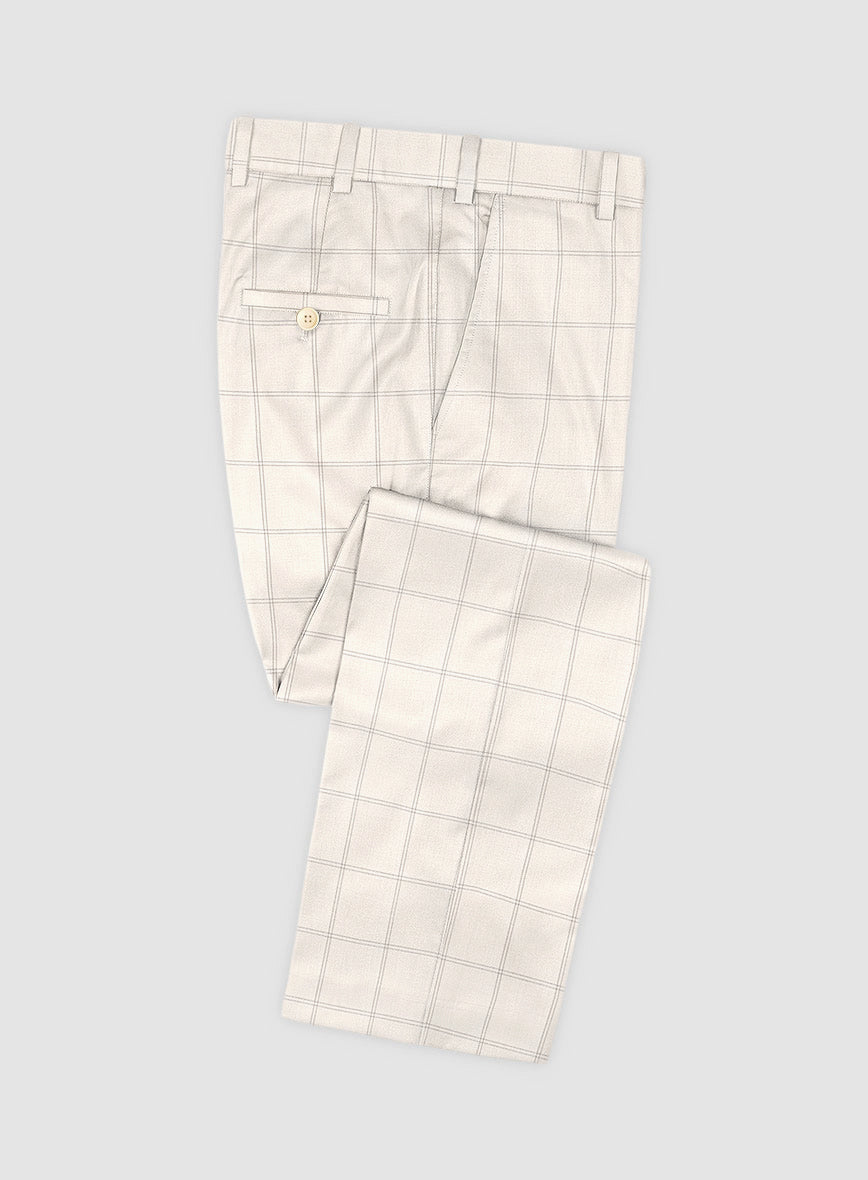Napolean Noemi Windowpane Beige Wool Pants - StudioSuits
