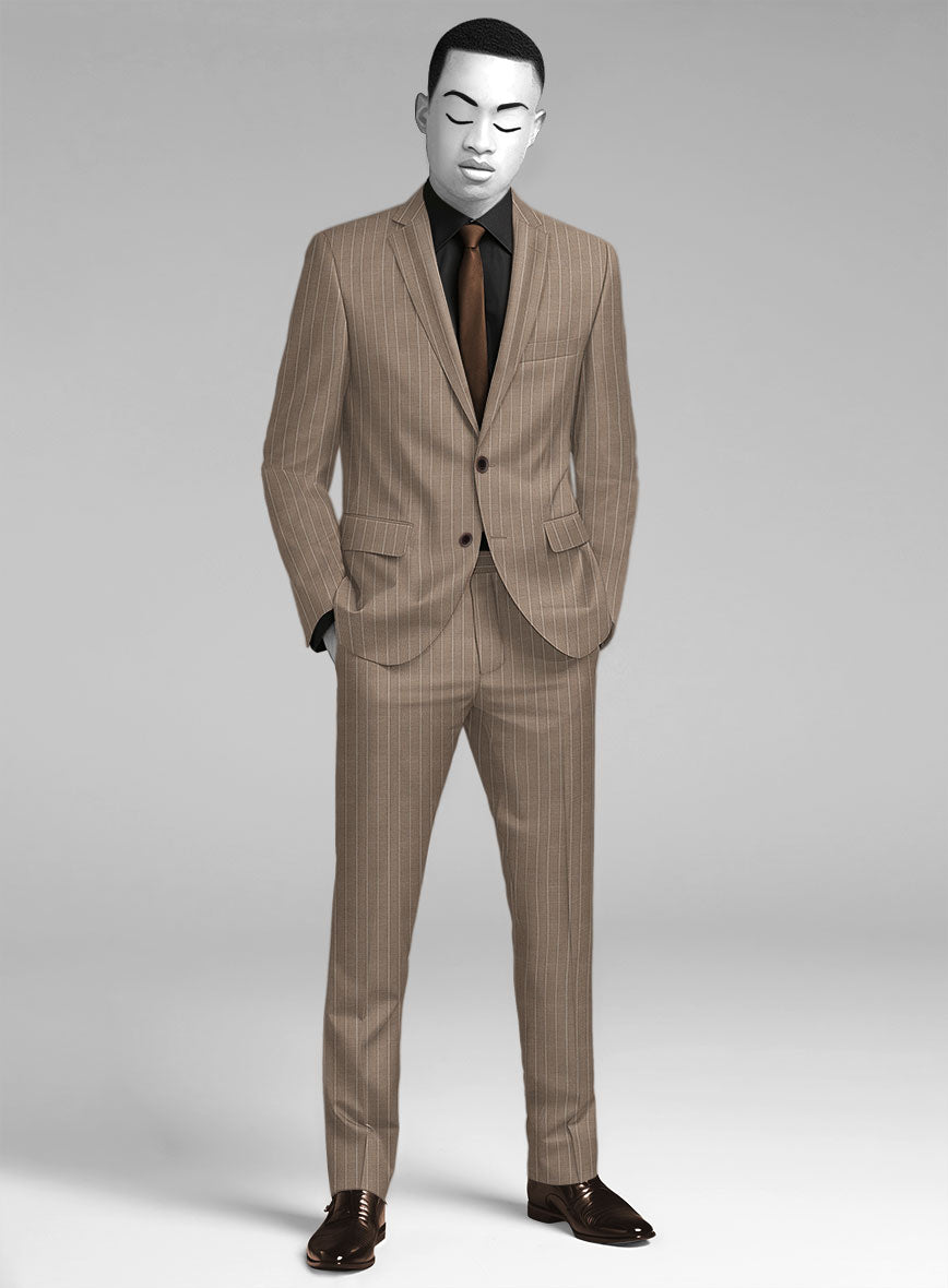 Napolean Tullio Stripe Light Brown Wool Suit - StudioSuits