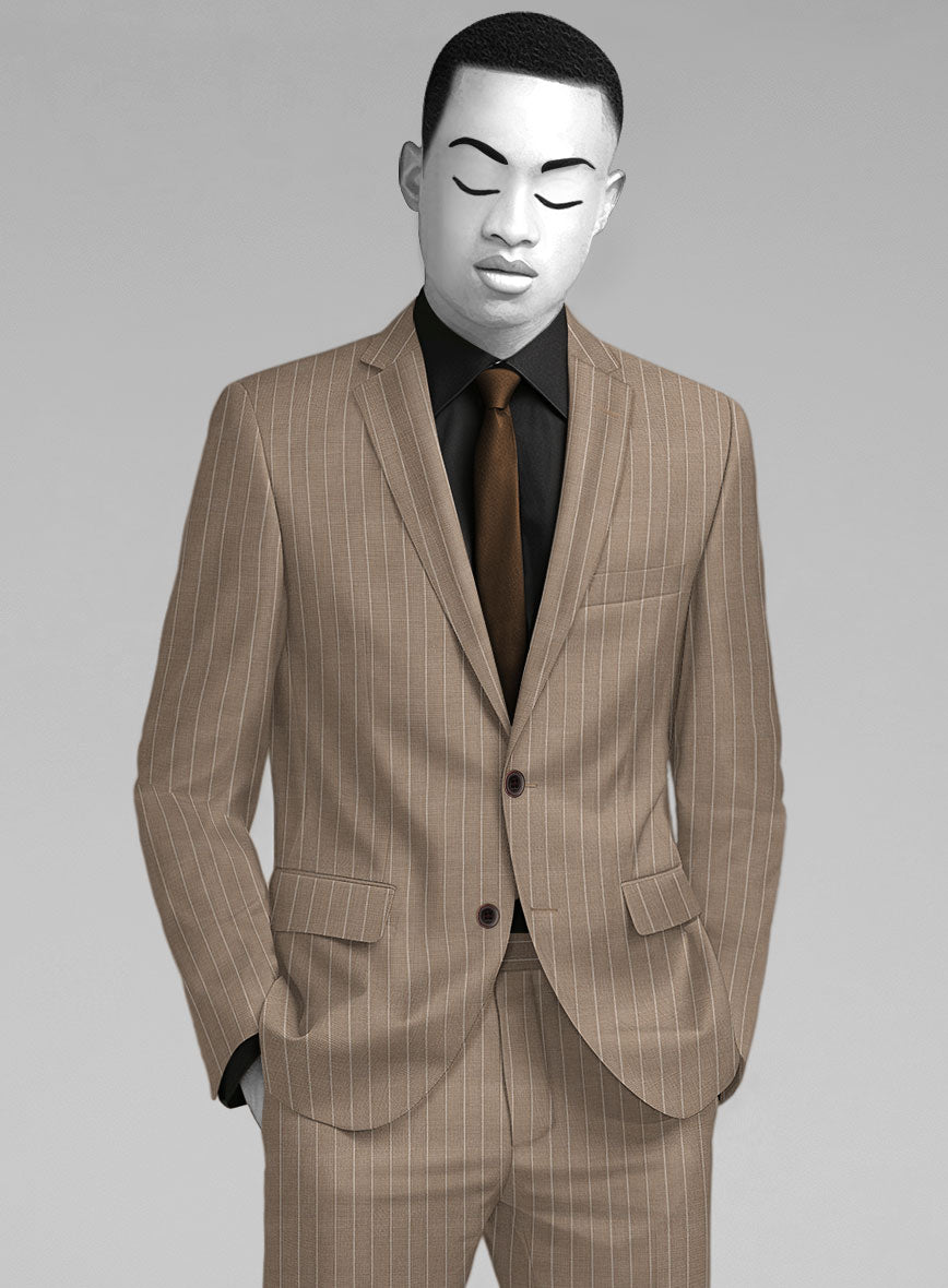 Napolean Tullio Stripe Light Brown Wool Suit - StudioSuits