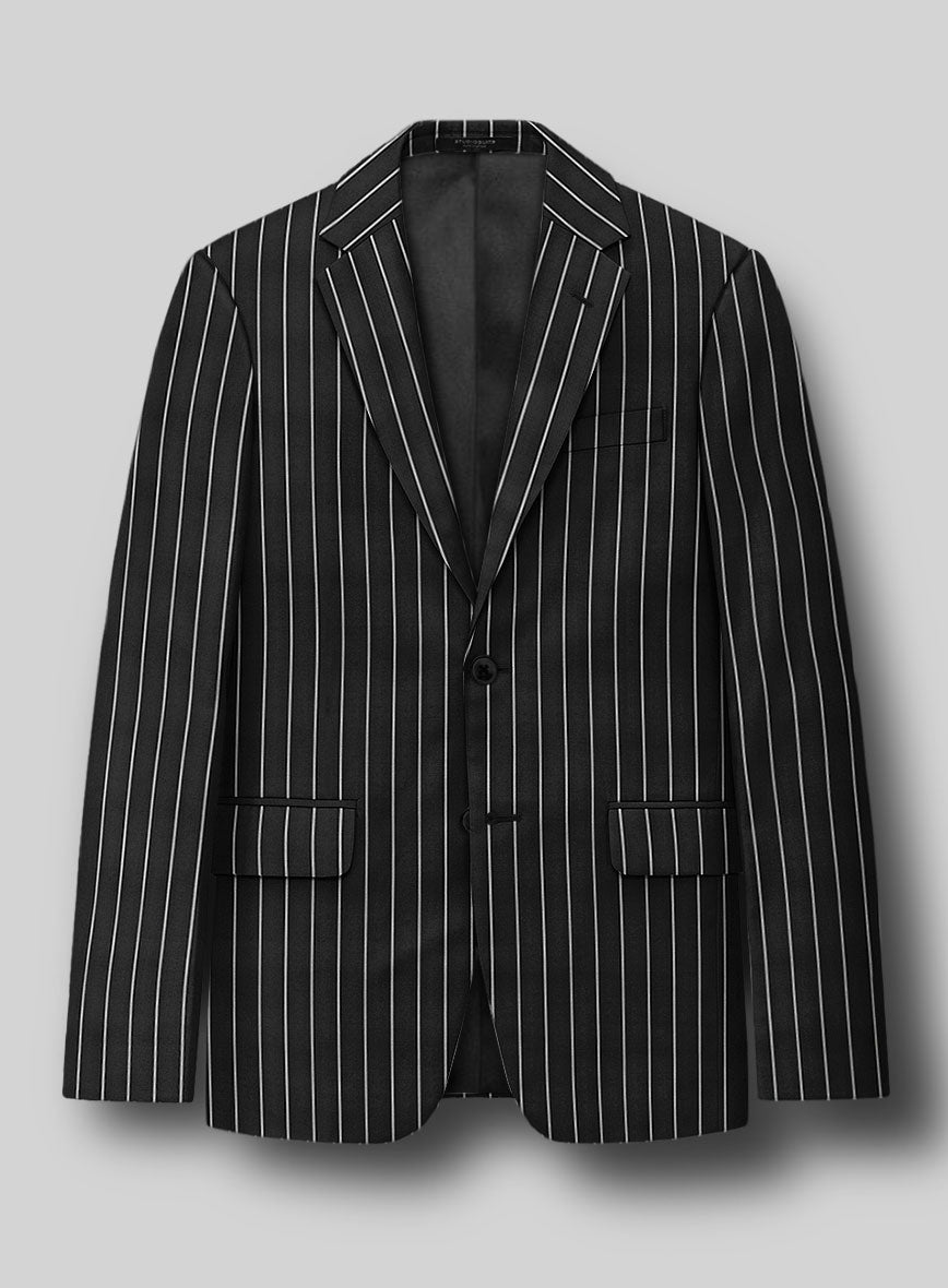 Napolean Zumel Stripe Black Wool Jacket - StudioSuits