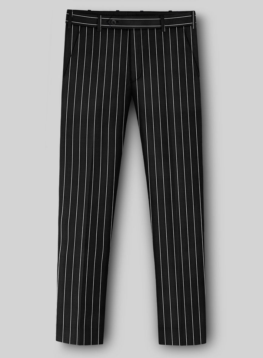 Napolean Zumel Stripe Black Wool Pants - StudioSuits