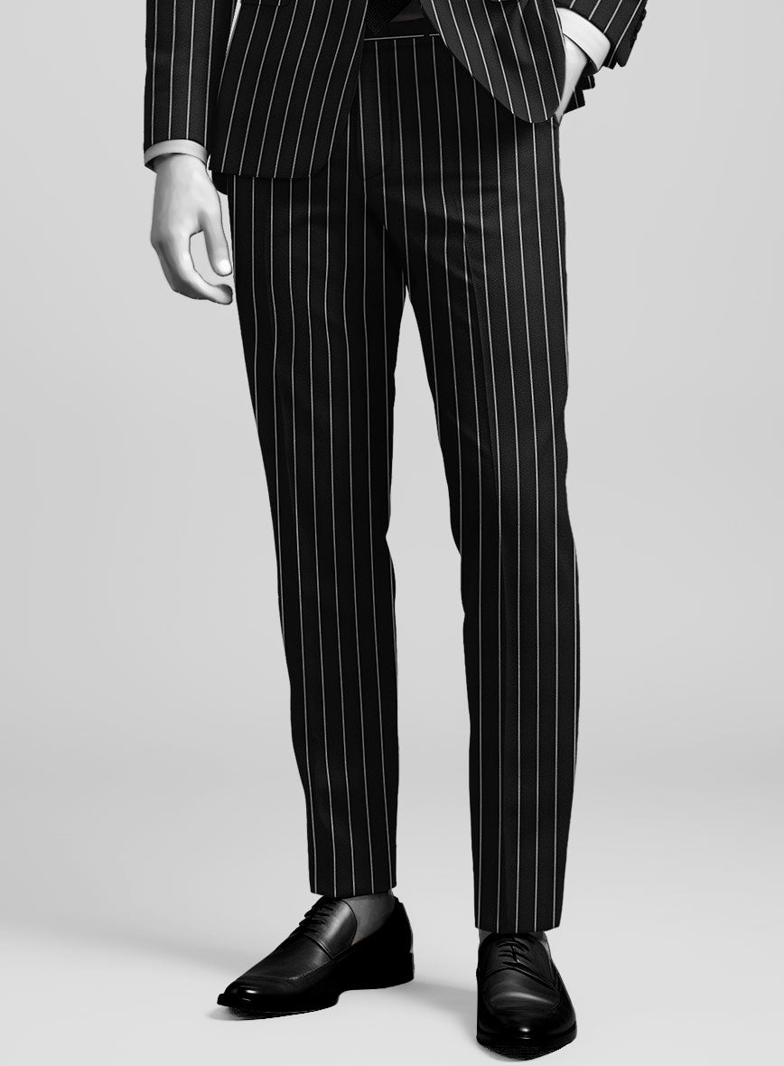 Napolean Zumel Stripe Black Wool Pants - StudioSuits