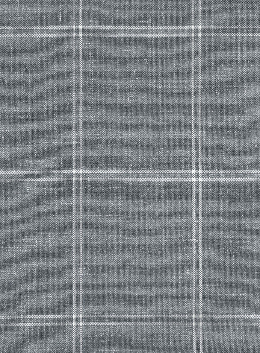 Napolean Noemi Windowpane Gray Wool Pants - StudioSuits