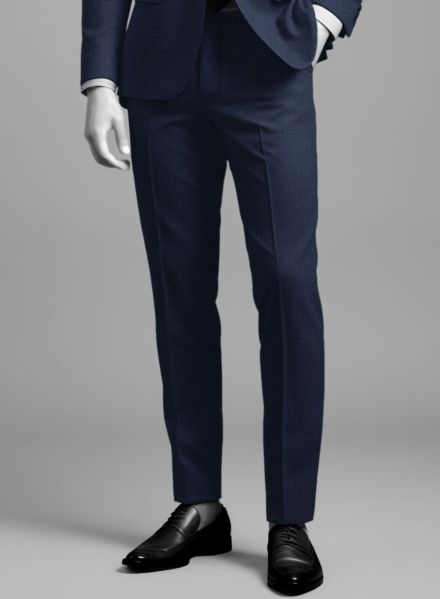 Napolean Ford Blue Birdseye Wool Pants - StudioSuits