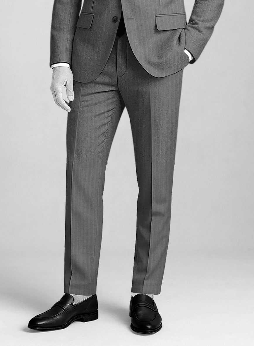 Napolean Gray Herringbone Wool Pants - StudioSuits
