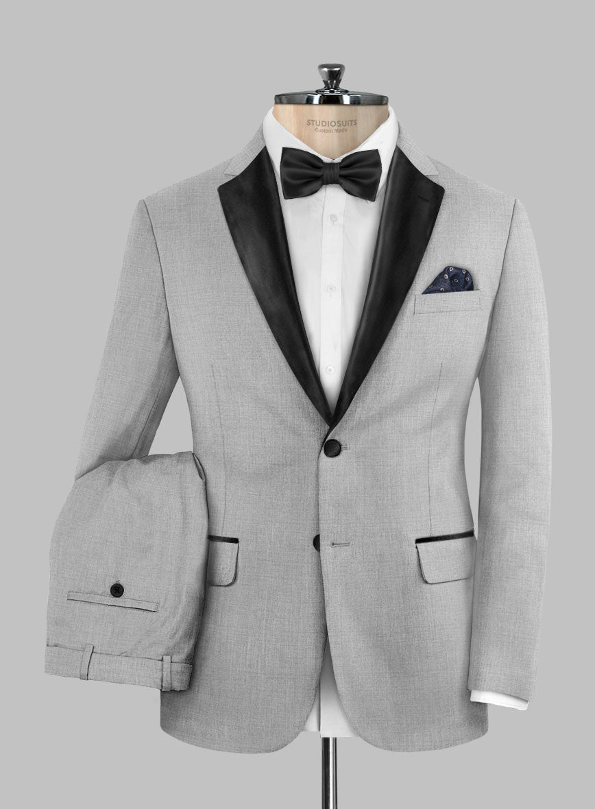 Napolean Ice Gray Wool Tuxedo Suit - StudioSuits