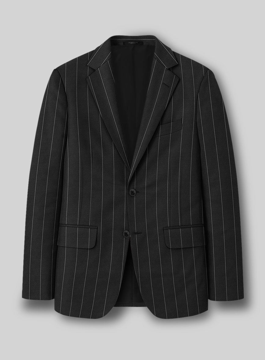 Napolean Wide Stripe Black Wool Jacket - StudioSuits