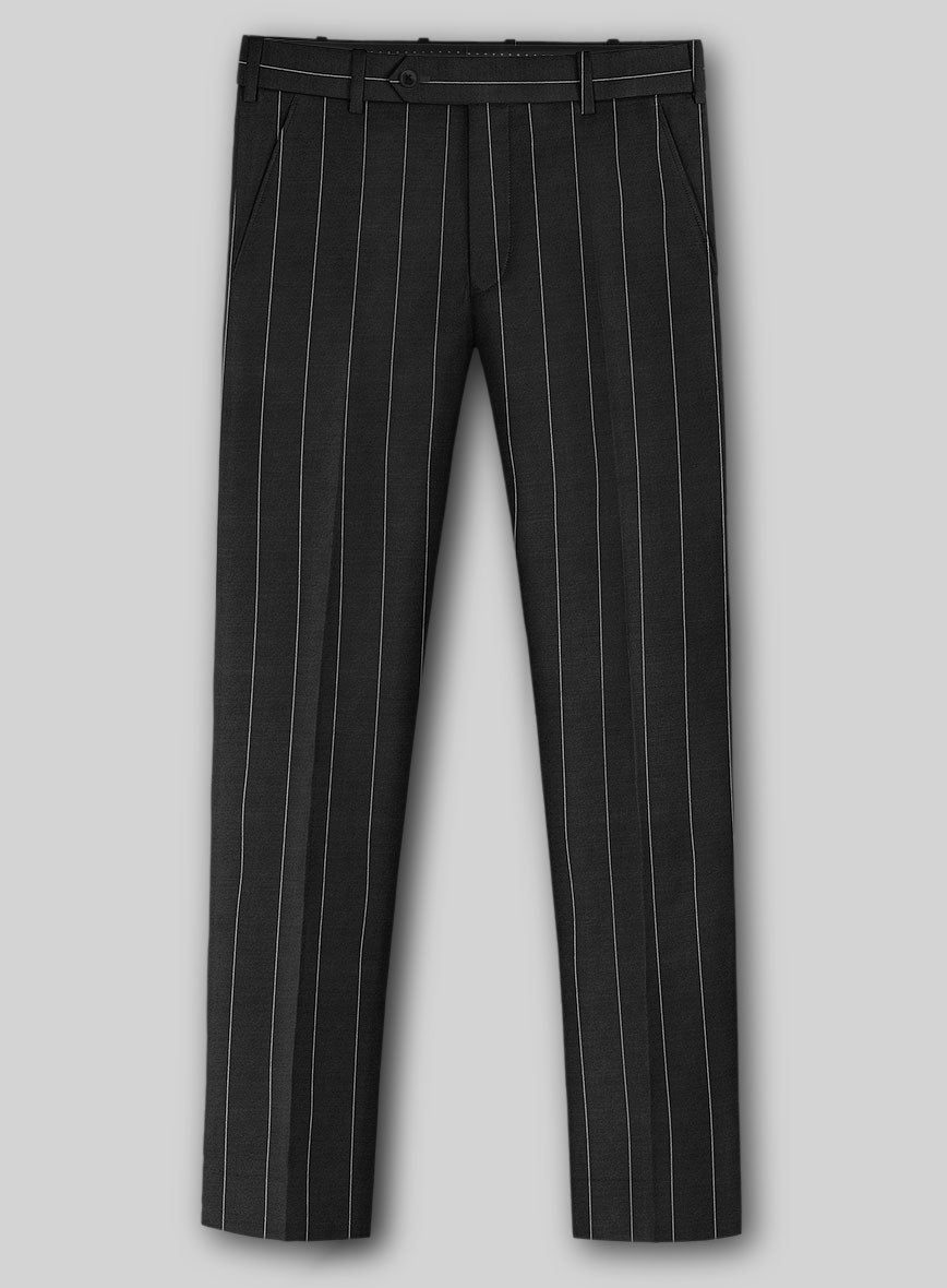 Napolean Wide Stripe Black Wool Pants - StudioSuits