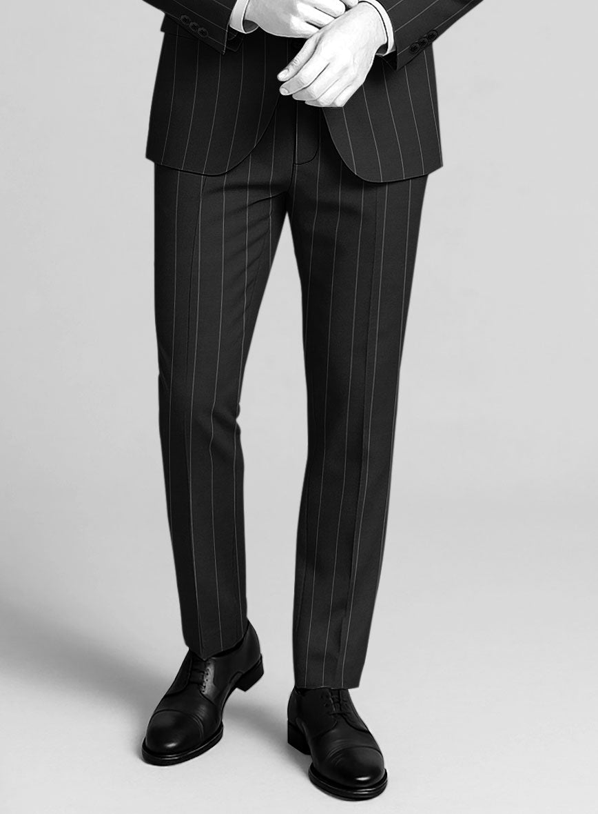 Napolean Wide Stripe Black Wool Pants - StudioSuits